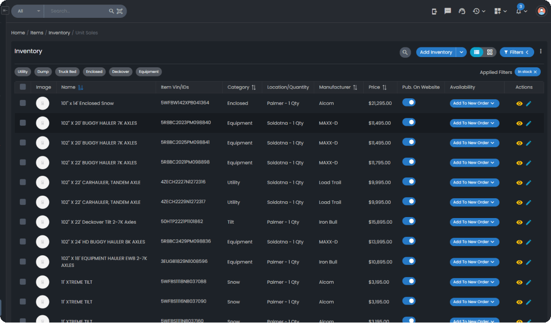 WebbRes Sales Module inventory